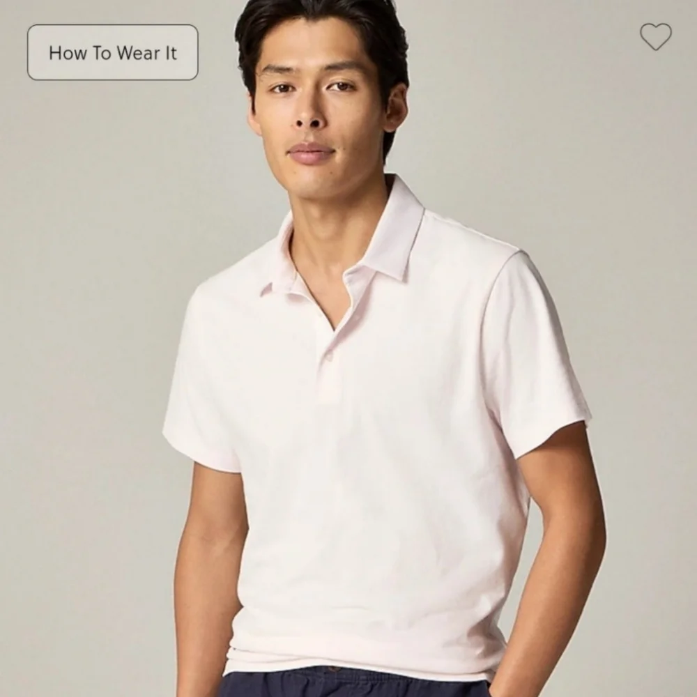 J.Crew Sueded Jersey CottonPolo Shirt - Classic Fit XL (44-46) Pale Pink BNWT SO